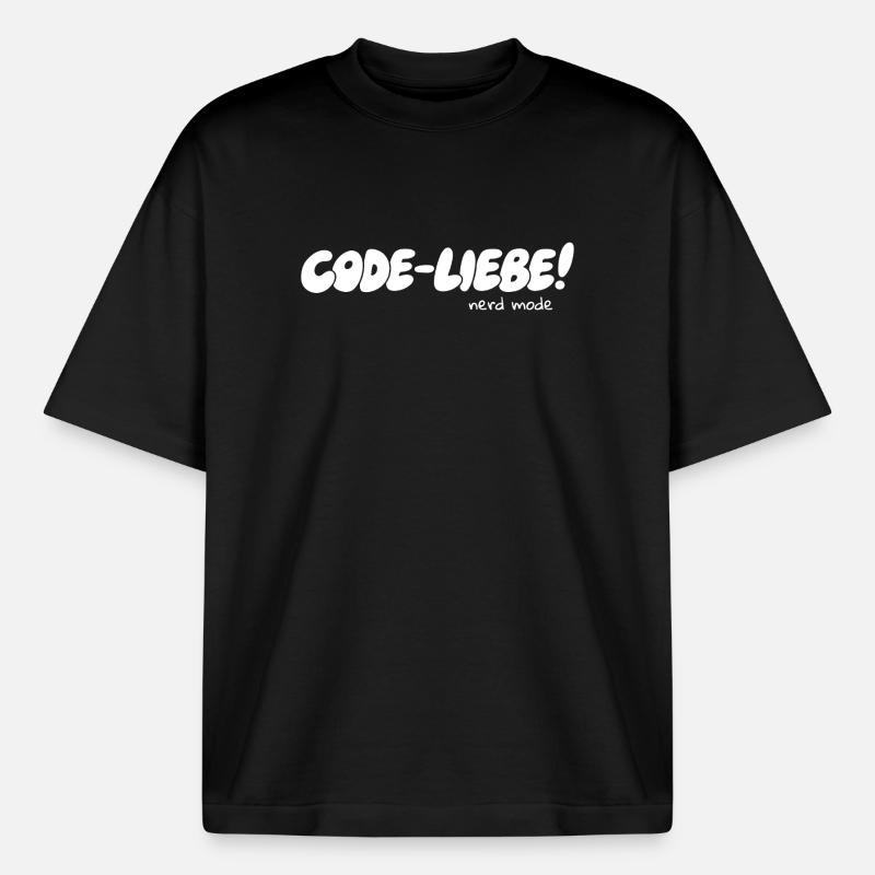 Code-Liebe – Mode Nerd Activé - T-shirt unisexe épais coupe boxy Stanley/Stella - noir