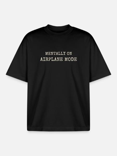 Mentalement dans l’avion, mode Introverti - T-shirt unisexe boxy épais biologique Stanley/Stella - noir