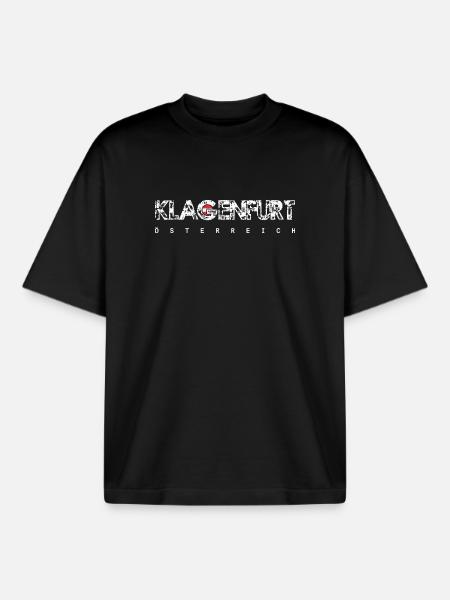Klagenfurt Austria Distressed Typography - Boxy Heavyweight Unisex Organic T-Shirt by Stanley/Stella - black