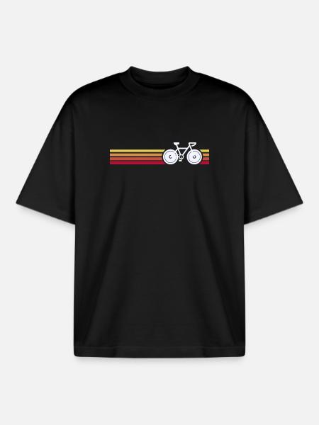 Retro Bike on Sunset Stripes - Boxy Heavyweight Unisex Organic T-Shirt by Stanley/Stella - black