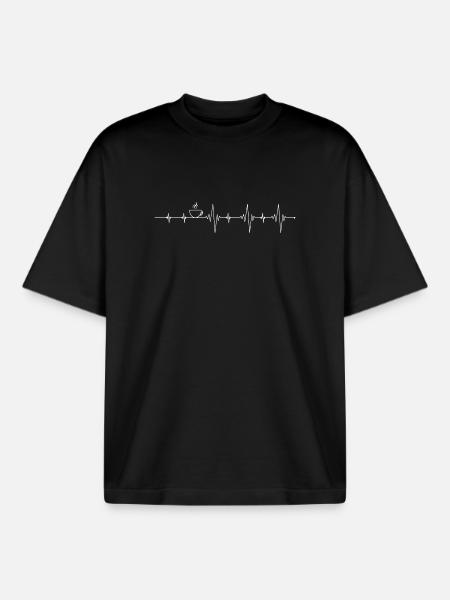 Coffee Pulse Line Art - Boxy Heavyweight Unisex Organic T-Shirt by Stanley/Stella - black