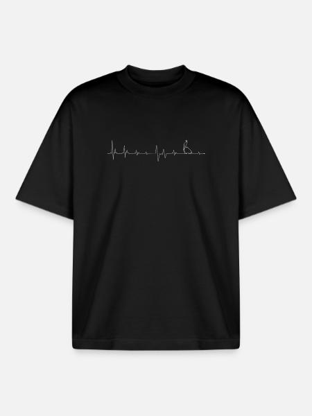 Heartbeat Origami Brachiosaurus - Boxy Heavyweight Unisex Organic T-Shirt by Stanley/Stella - black