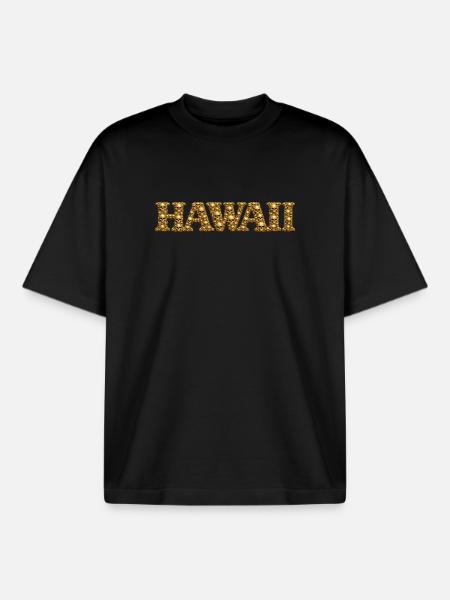 Golden Skull Hawaiian Font - Boxy Heavyweight Unisex Organic T-Shirt by Stanley/Stella - black
