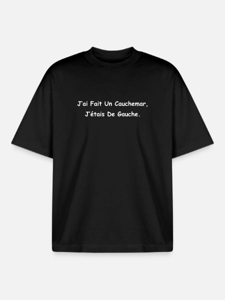 Cauchemar gauche - T-shirt unisexe boxy épais biologique Stanley/Stella - noir