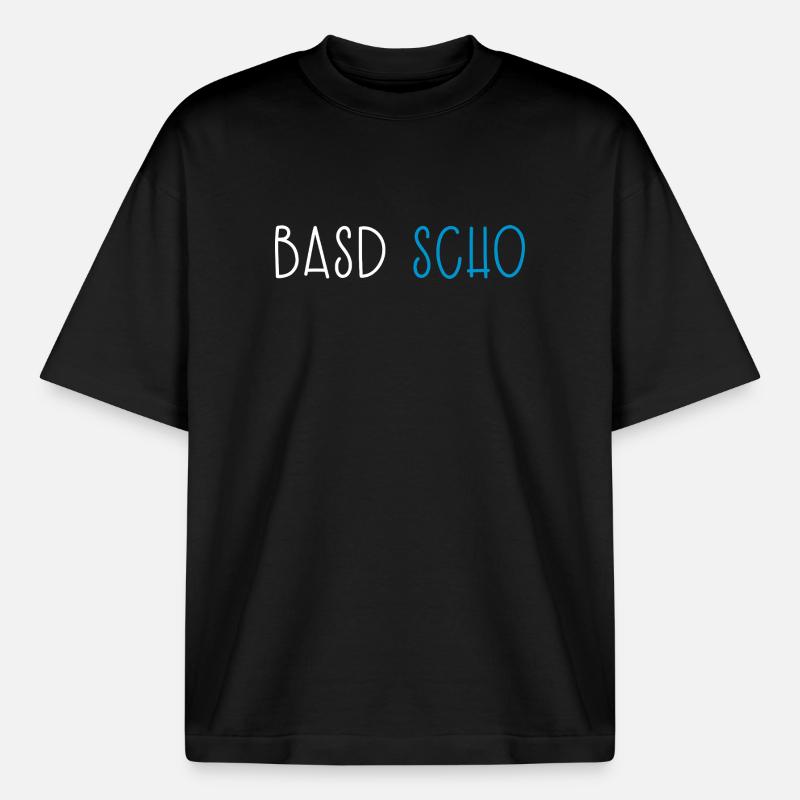 Basd Scho Bavière Dialecte bavarois - T-shirt unisexe boxy épais biologique Stanley/Stella - noir