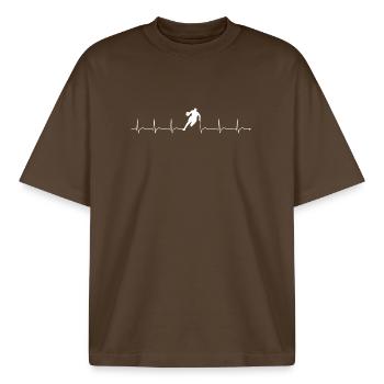 Heartbeat Basketball - Boxy Heavyweight Unisex Organic T-Shirt by Stanley/Stella - mocha - Front - AI Model Male 185 light (185cm) & AI Model Female 172 dark (172cm)