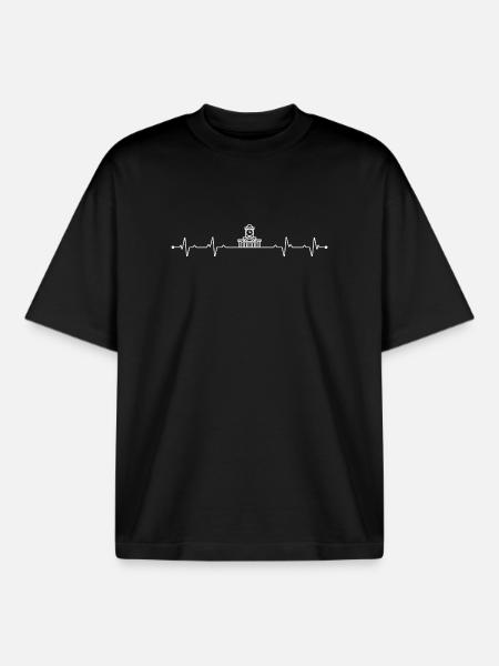 Heartbeat Brisbane city hall - Boxy Heavyweight Unisex Organic T-Shirt by Stanley/Stella - black