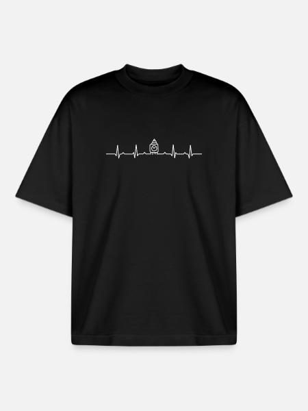 Heartbeat big ben - Boxy Heavyweight Unisex Organic T-Shirt by Stanley/Stella - black