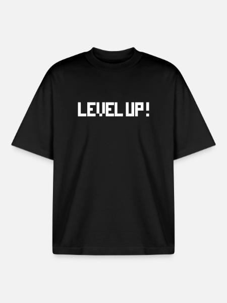 Level Up Gaming - Pixel Gamer - Boxy Heavyweight Unisex Organic T-Shirt by Stanley/Stella - black