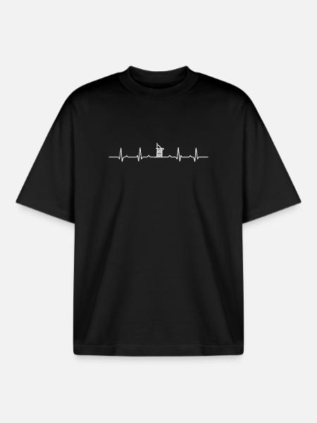 Coffee Heartbeat Mug Art - Boxy Heavyweight Unisex Organic T-Shirt by Stanley/Stella - black