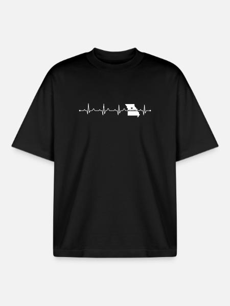 Missouri State Map Camo Silhouette Design - Boxy Heavyweight Unisex Organic T-Shirt by Stanley/Stella - black