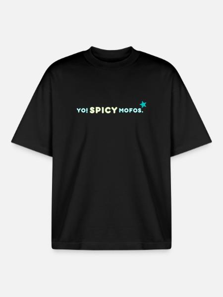 Yo! Spicy. | Retro Streetwear Statement - Boxy Heavyweight Unisex Organic T-Shirt by Stanley/Stella - black