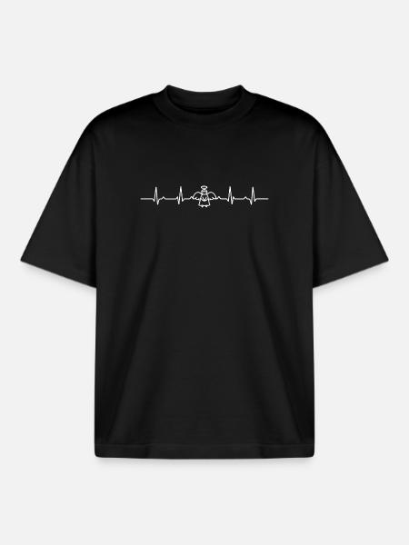Heartbeat angel - Boxy Heavyweight Unisex Organic T-Shirt by Stanley/Stella - black