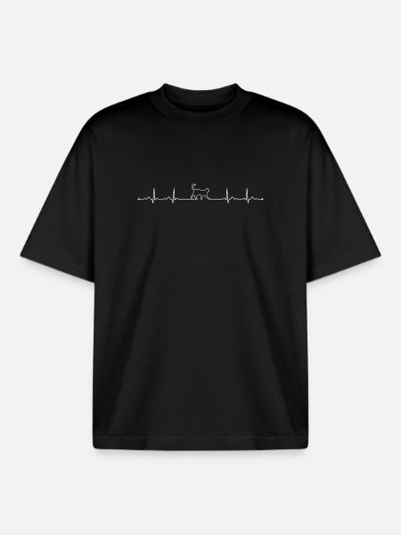 Cat EKG heartbeat - Boxy Heavyweight Unisex Organic T-Shirt by Stanley/Stella - black