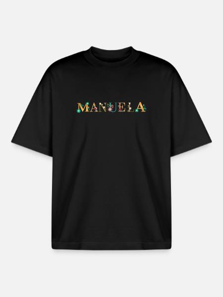 MANUELA Name mit Blumen geschmückt - Boxy Heavyweight Unisex Organic T-Shirt von Stanley/Stella - Schwarz