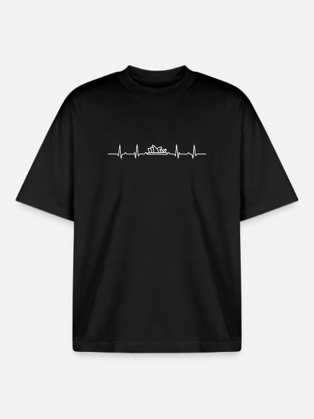 Heartbeat Sydney Opera House - Boxy Heavyweight Unisex Organic T-Shirt by Stanley/Stella - black