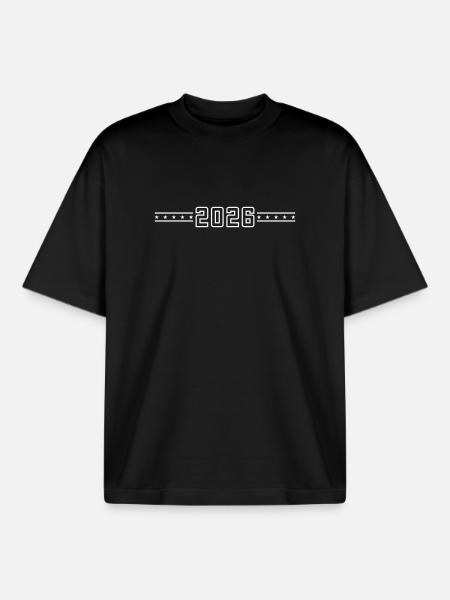 2026 College Font - Boxy Heavyweight Unisex Organic T-Shirt by Stanley/Stella - black