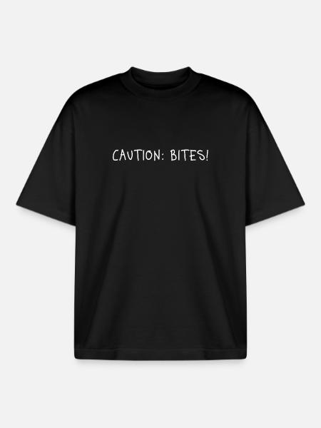 Caution: Bites! – Minimalist statement - Boxy Heavyweight Unisex Organic T-Shirt by Stanley/Stella - black