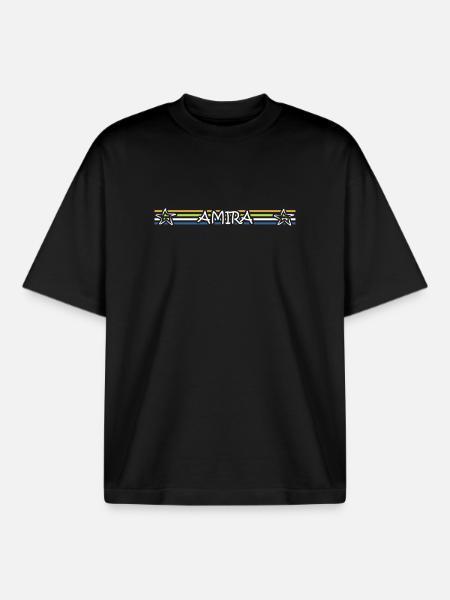 AMIRA Farbstripes Sternenband - Boxy Heavyweight Unisex Organic T-Shirt von Stanley/Stella - Schwarz