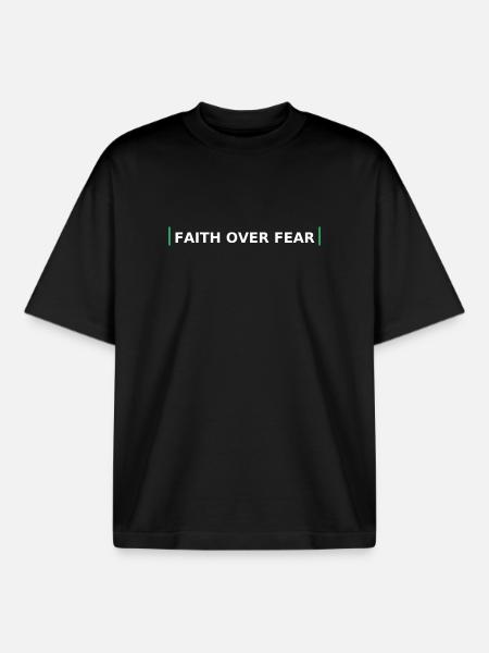 Faith Over Fear Bold Lettering - Boxy Heavyweight Unisex Organic T-Shirt by Stanley/Stella - black