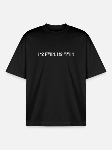 No Pain No Gain - Boxy Heavyweight Unisex Organic T-Shirt by Stanley/Stella - black