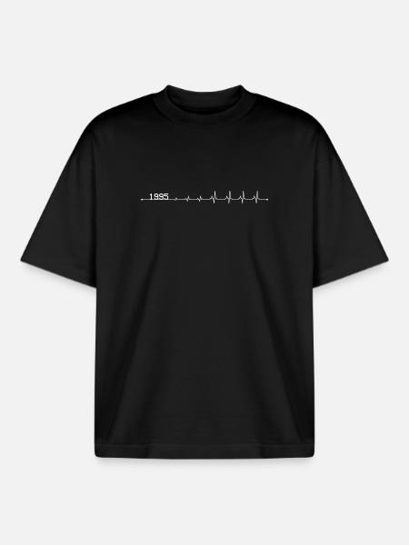 1995 Herzschlag - Boxy Heavyweight Unisex Organic T-Shirt von Stanley/Stella - Schwarz