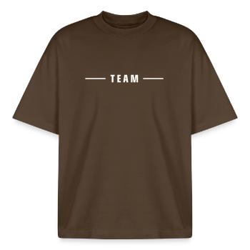 Team Linie - Boxy Heavyweight Unisex Organic T-Shirt von Stanley/Stella - Dunkelbraun - Vorne - AI Model Male 185 light (185cm) & AI Model Female 172 dark (172cm)