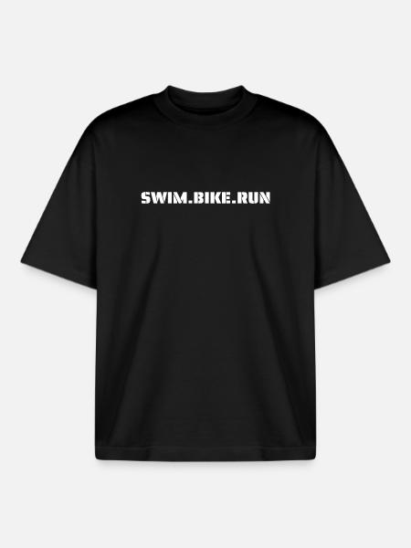 natation vélo course - T-shirt unisexe boxy épais biologique Stanley/Stella - noir