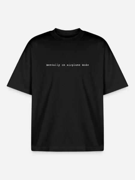 Mentally On Airplane Mode Spruch - Boxy Heavyweight Unisex Organic T-Shirt von Stanley/Stella - Schwarz