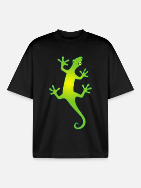 grüne und gelbe Manga-Eidechse - Boxy Heavyweight Unisex Organic T-Shirt von Stanley/Stella - Schwarz