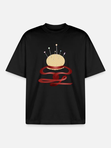 nostalgic pincushion with pins - Boxy Heavyweight Unisex Organic T-Shirt by Stanley/Stella - black