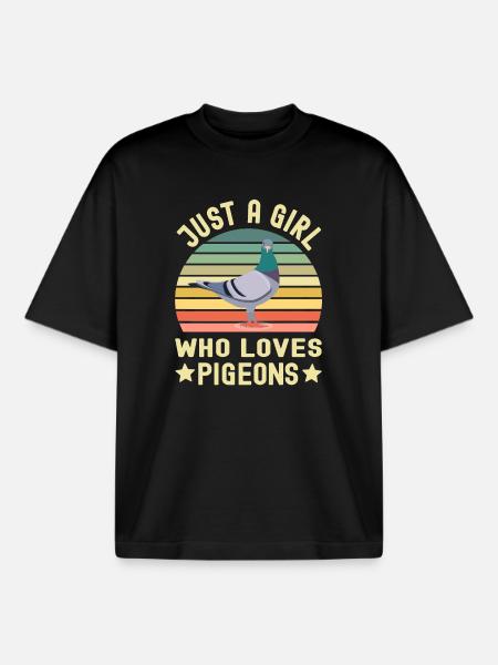 Pigeon Pigeons - Boxy Heavyweight Unisex Organic T-Shirt by Stanley/Stella - black