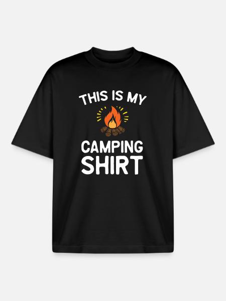 This is My Camping Shirt - Boxy Heavyweight Unisex Organic T-Shirt by Stanley/Stella - black