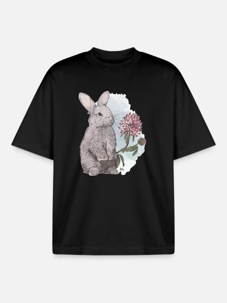 Veganuary 2024 Rabbit - Boxy Heavyweight Unisex Organic T-Shirt by Stanley/Stella - black