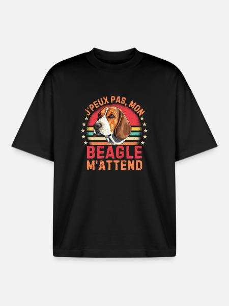 Chien de race beagle - T-shirt unisexe boxy épais biologique Stanley/Stella - noir