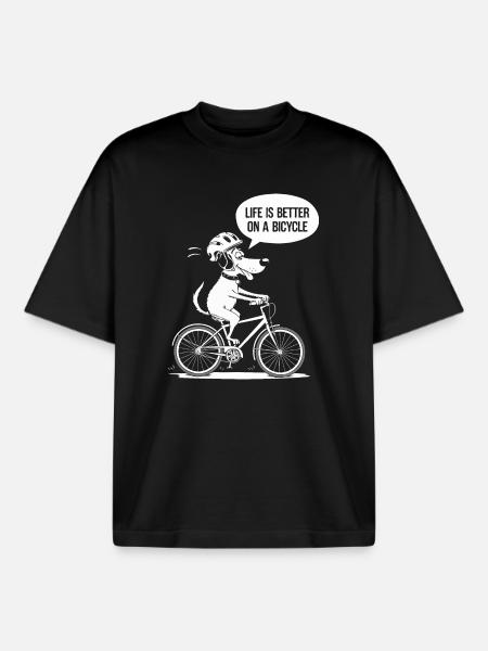 Bicycle Life Better Slogan Design - Boxy Heavyweight Unisex Organic T-Shirt by Stanley/Stella - black