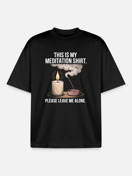Funny Meditation Introvert Mindfulness Design - Boxy Heavyweight Unisex Organic T-Shirt by Stanley/Stella - black