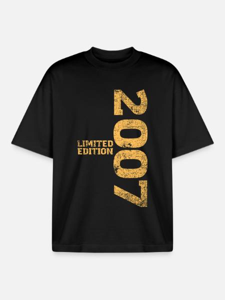 Limited Edition 2007 18th Birthday Gift - Boxy Heavyweight Unisex Organic T-Shirt by Stanley/Stella - black