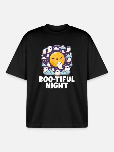 Boo-Tiful Night of the Ghosts - Boxy Heavyweight Unisex Organic T-Shirt by Stanley/Stella - black