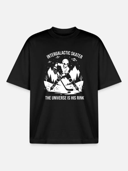Außerirdische Eishockeyspieler UFO Silhouette Desi - Boxy Heavyweight Unisex Organic T-Shirt by Stanley/Stella - black