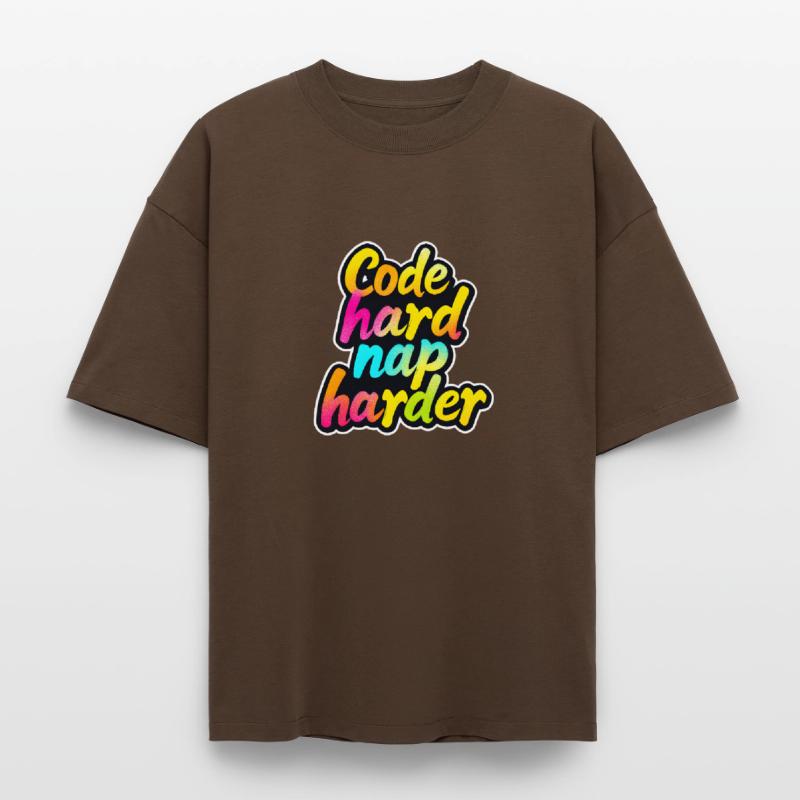 Code Hard Nap Harder Funny Programmer Tee Heavyweight Boxy Unisex T-Shirt by Stanley/Stella