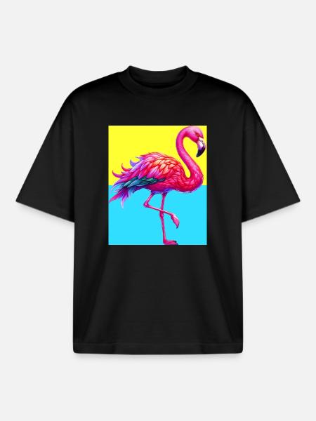 Flamingo - Boxy Heavyweight Unisex Organic T-Shirt von Stanley/Stella - Schwarz