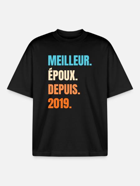 Bester Ehemann seit 2019 Geschenk-Ehemann - Boxy Heavyweight Unisex Organic T-Shirt von Stanley/Stella - Schwarz