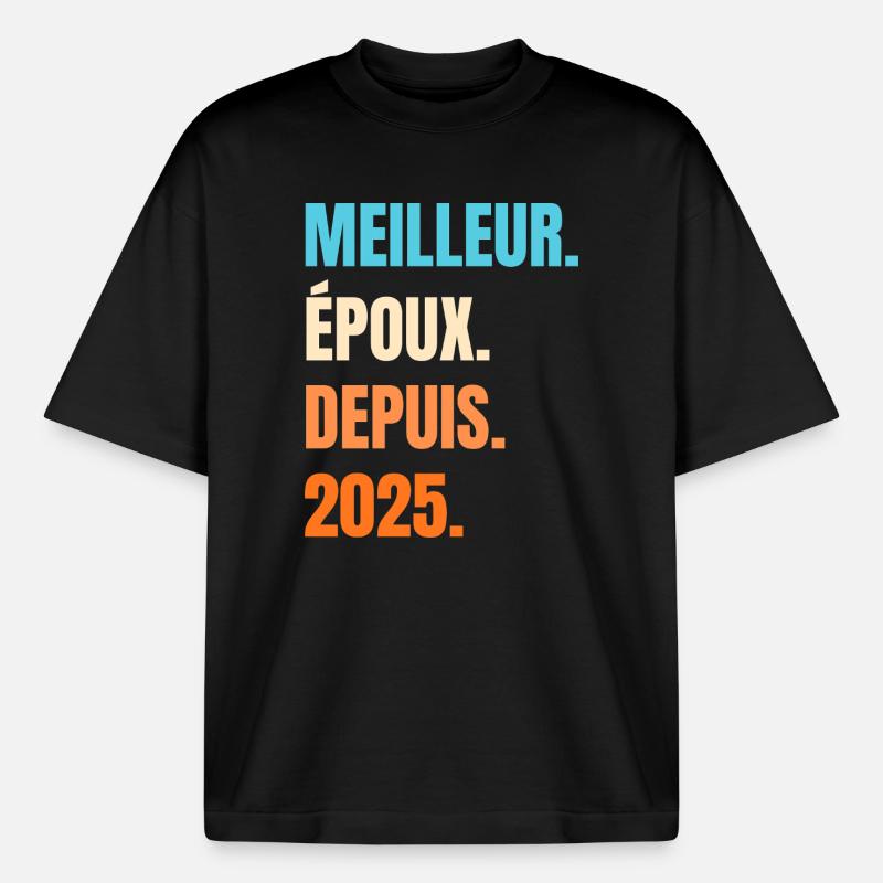 Bester Ehemann seit 2025 Geschenk-Ehemann - Boxy Heavyweight Unisex Organic T-Shirt von Stanley/Stella - Schwarz