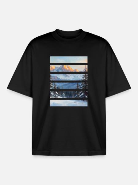 Layered mountain horizon - Boxy Heavyweight Unisex Organic T-Shirt by Stanley/Stella - black