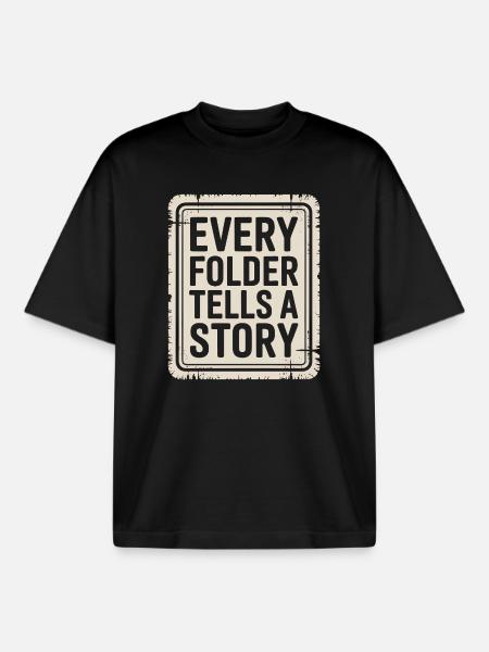 Every Folder Tells a Story - Boxy Heavyweight Unisex Organic T-Shirt by Stanley/Stella - black