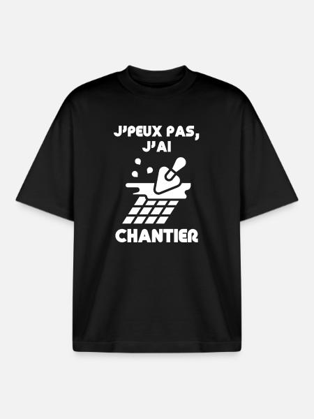 Chantier: J’ai pas le temps - T-shirt unisexe boxy épais biologique Stanley/Stella - noir