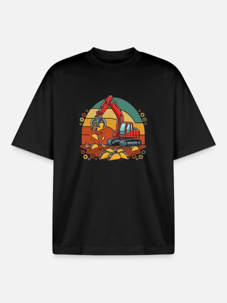 Construction Taco Excavation - Boxy Heavyweight Unisex Organic T-Shirt by Stanley/Stella - black