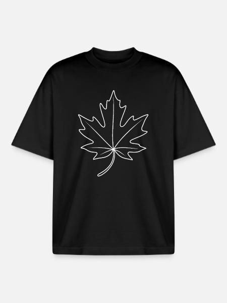 Maple Leaf Contour Design - Boxy Heavyweight Unisex Organic T-Shirt by Stanley/Stella - black
