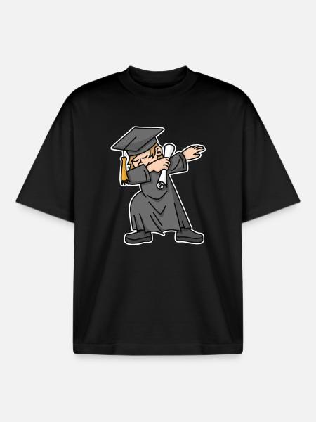 Pojke student dab dabbing examen skola - Unisex boxy heavyweight ekologisk T-shirt Stanley/Stella - svart